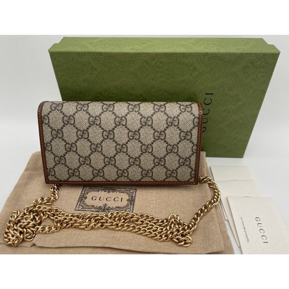 NEW! GUCCI GG HORSEBIT CHAIN WALLET CROSSBODY SHOULDER BAG BOX AUTHENTIC! - Picture 6 of 13